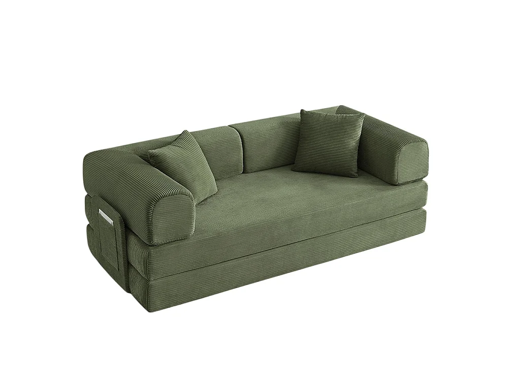 Canapé modulable, sans armature, livré avec 2 coussins et un cadre en acier, convertible en lit,vert