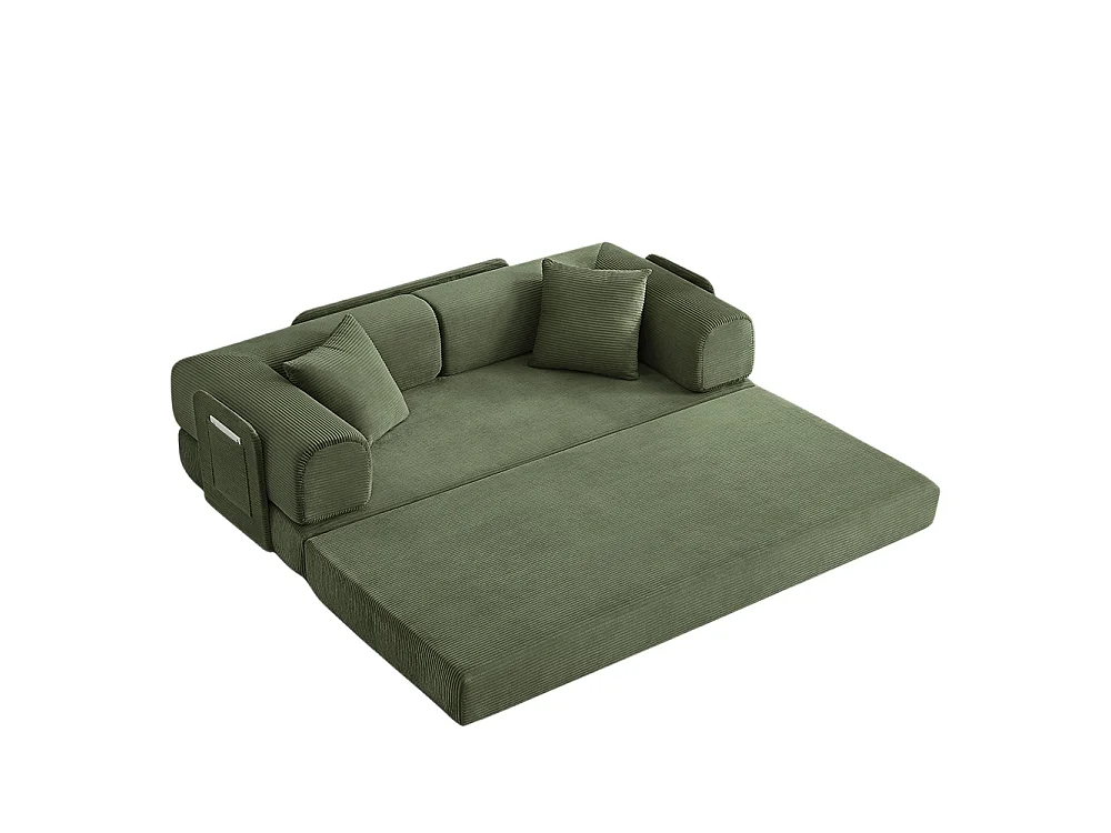 Canapé modulable, sans armature, livré avec 2 coussins et un cadre en acier, convertible en lit,vert