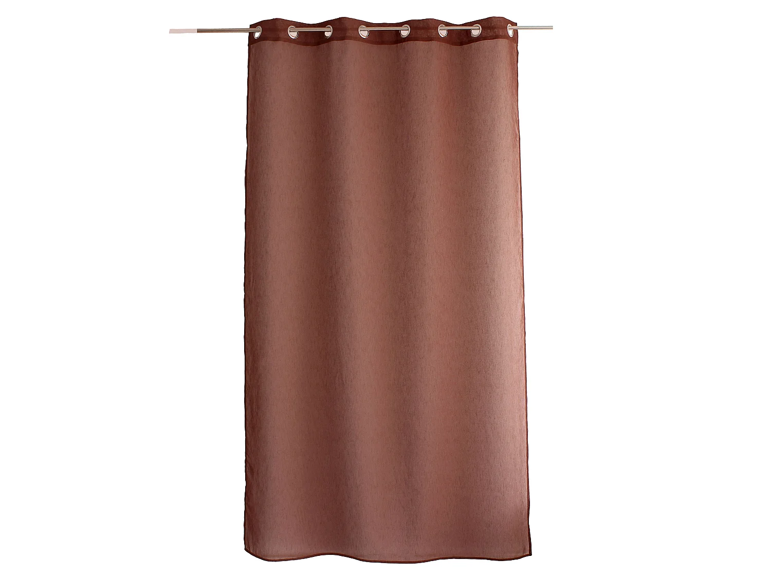 Voilages à œillets, marron, 140x240cm, Lot de 2, Matière texturée, Collection Sia, CMADECO - Marron