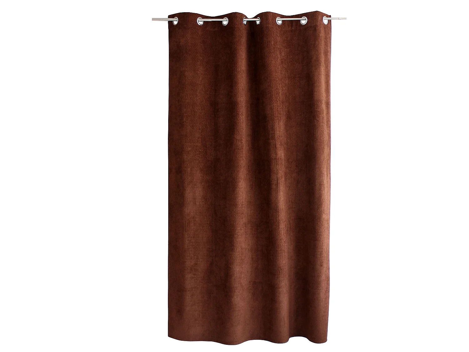 Rideaux Thermique à Œillets, Marron cuivré chiné, 140x240 cm, Lot de 2, Velours Chenillé, Collection Alpaga, CMADECO - Marron
