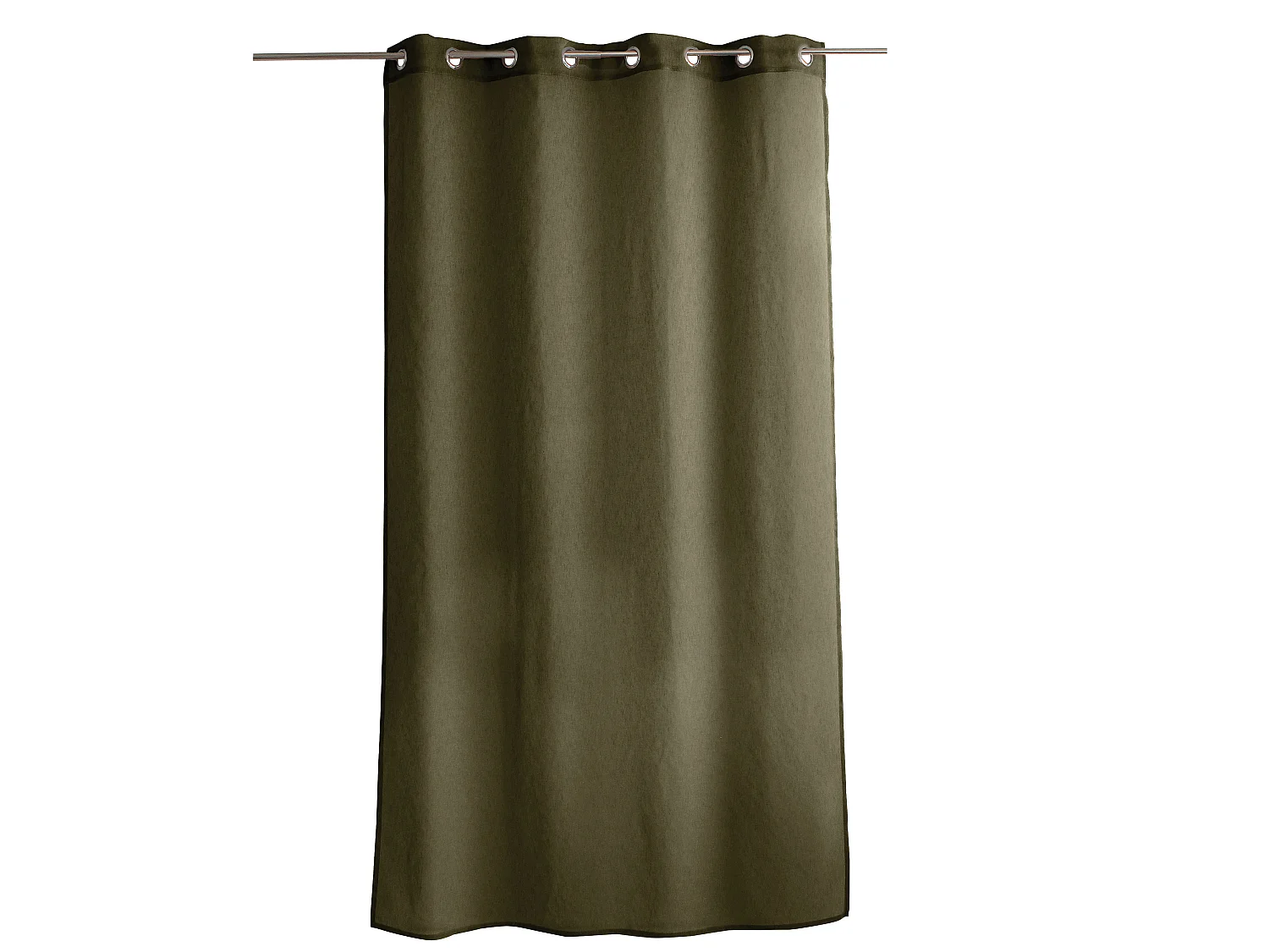 Voilages à œillets, kaki, 140x240cm, Lot de 2, Matière texturée, Collection Sia, CMADECO - Vert