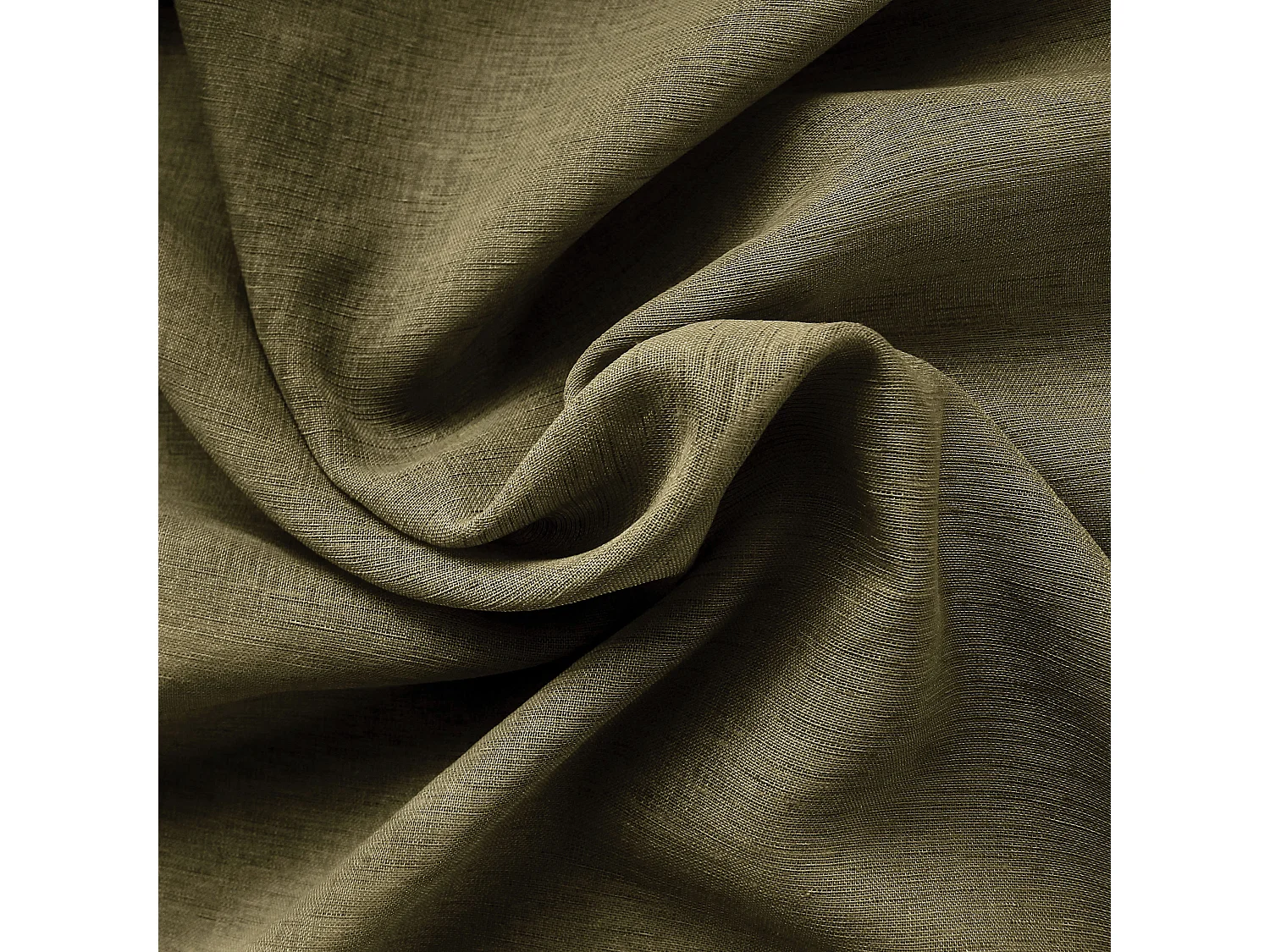 Voilage à œillets, kaki, 140x240cm, Matière texturée, Collection Sia, CMADECO - Vert