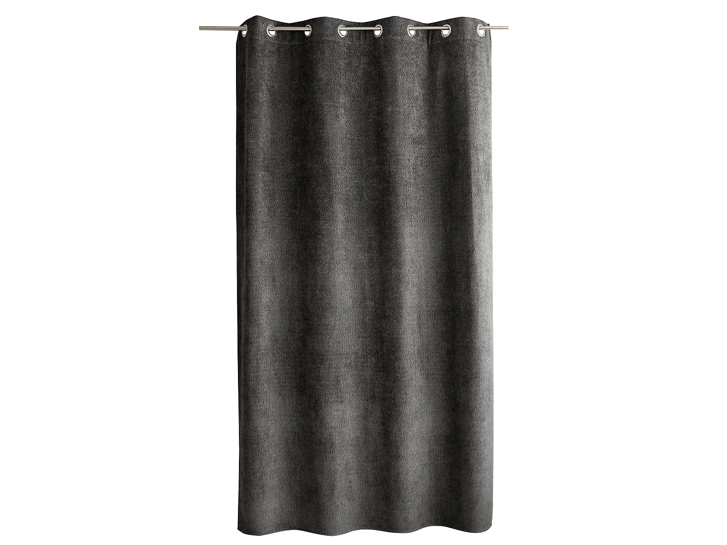 Rideaux Thermique à Œillets, Gris foncé chiné, 140x240 cm, Lot de 2, Velours Chenillé, Collection Alpaga, CMADECO - Gris