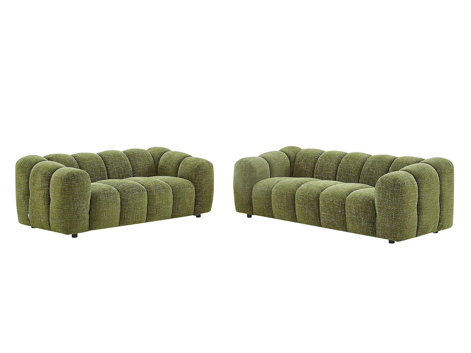 Canapé 3 places et 2 places en tissu chenille vert NELIMAR