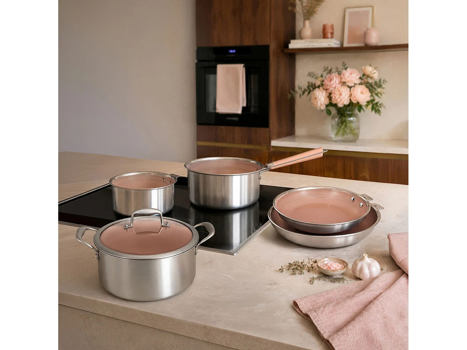 Menastyl - Lot 6 Pieces Aglae En Acier Inoxydable Rose (1 Poignée)