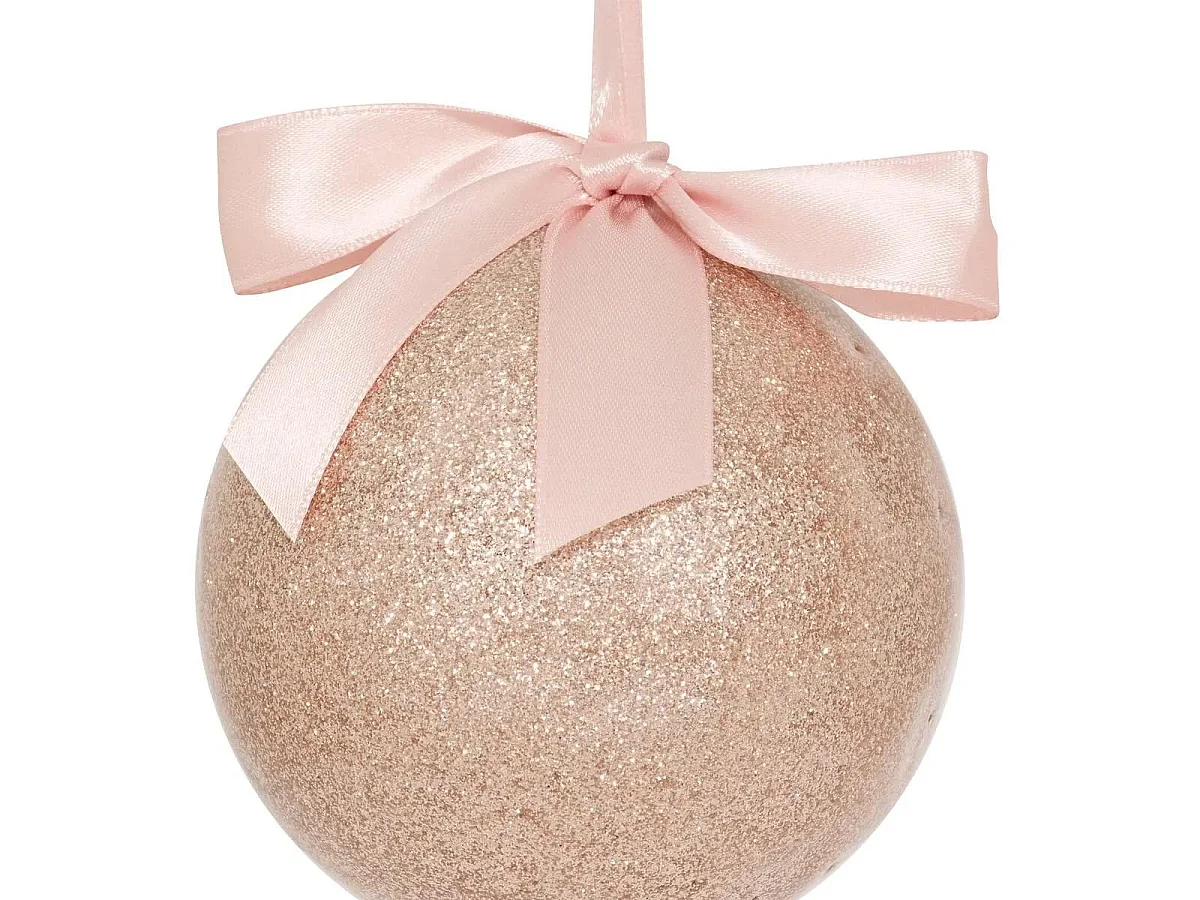 Boule de Noël Pailletée "Nœud" 9cm Rose