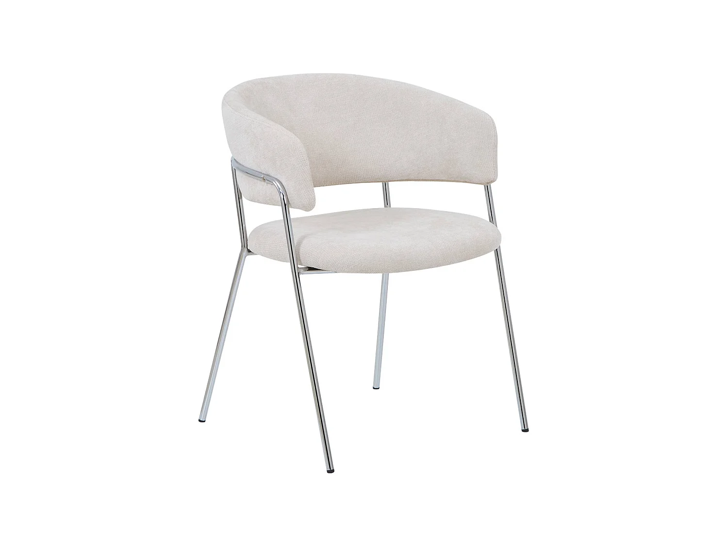 Sillón vintage de tela con estructura cromada, set de 2 beige