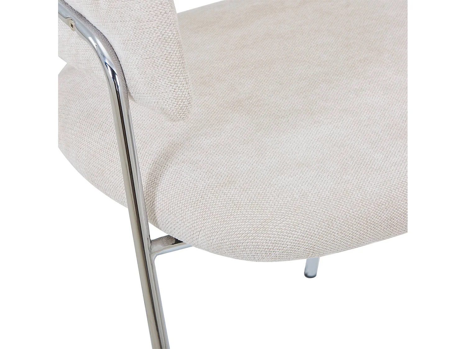 Sillón vintage de tela con estructura cromada, set de 2 beige
