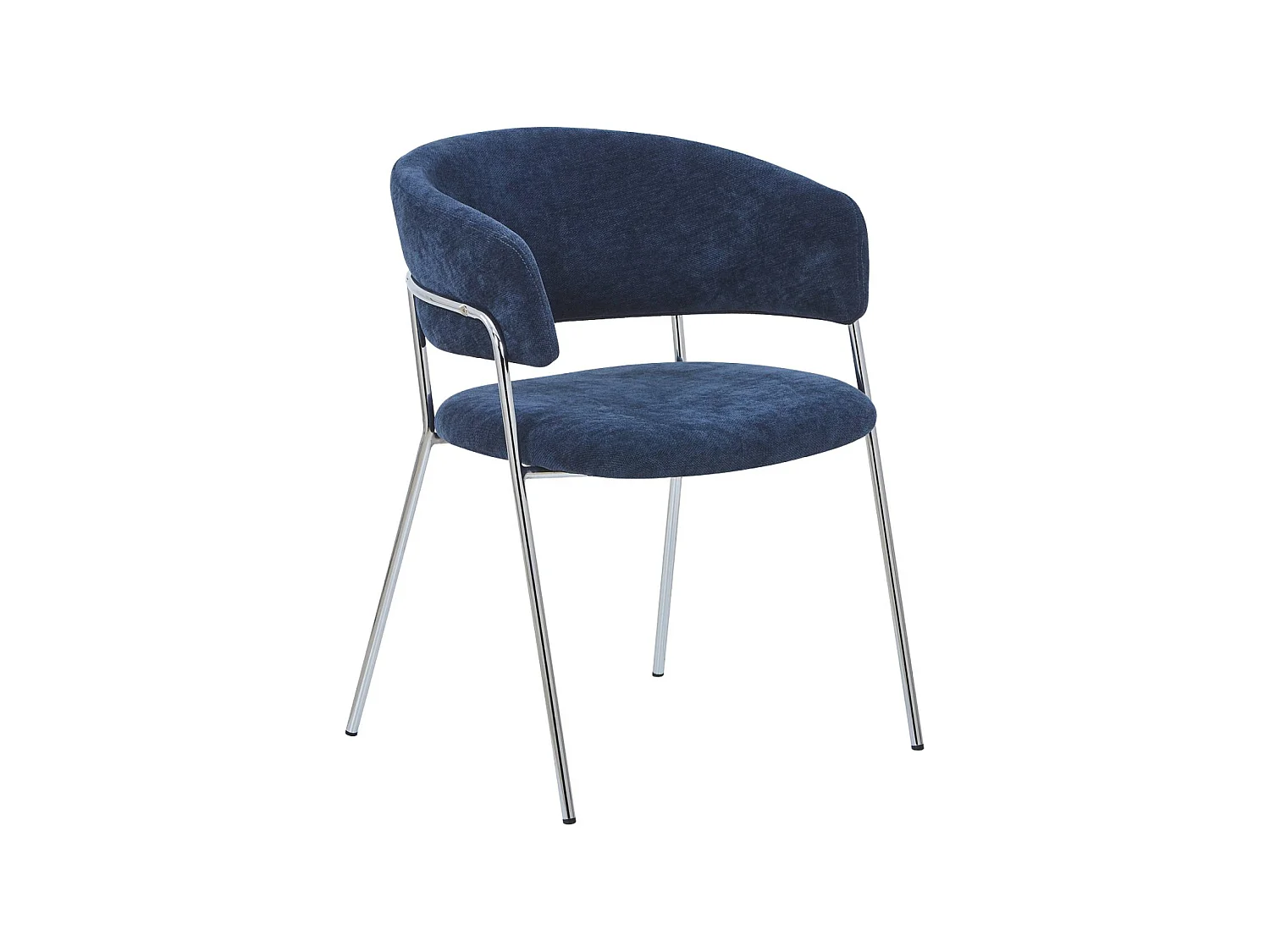 Sillón vintage de tela con estructura cromada, set de 2 azul