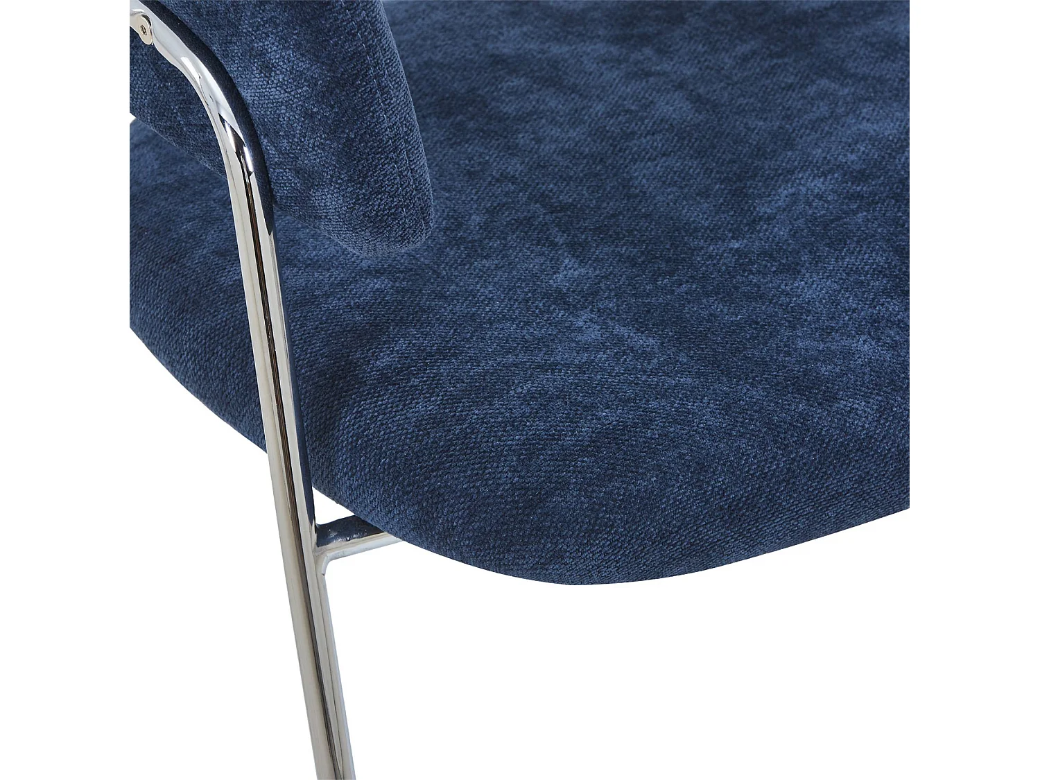 Sillón vintage de tela con estructura cromada, set de 2 azul