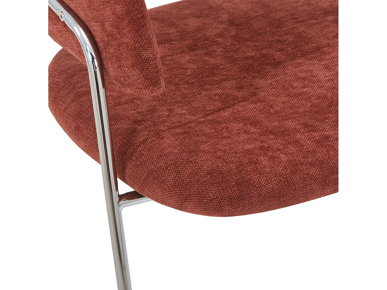 Sillón vintage de tela con estructura cromada, set de 2 rojo