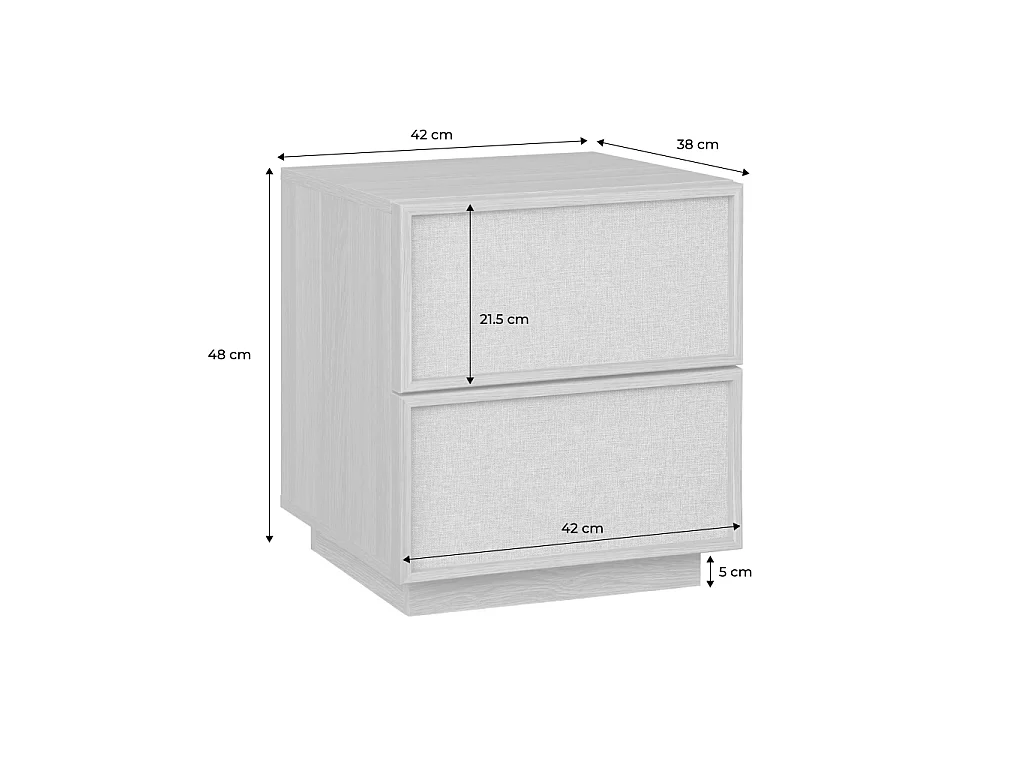 Lot de 2 tables de chevet décor bois et tissu 2 tiroirs naturel - Kuba