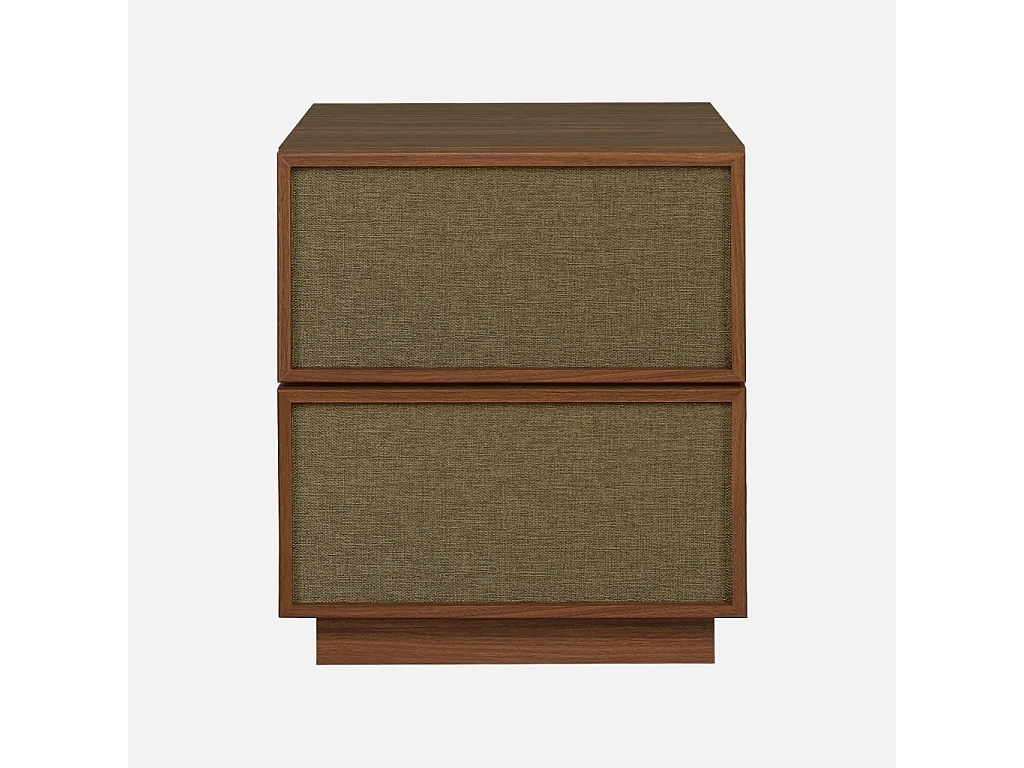Lot de 2 tables de chevet décor bois et tissu 2 tiroirs noyer - Kuba