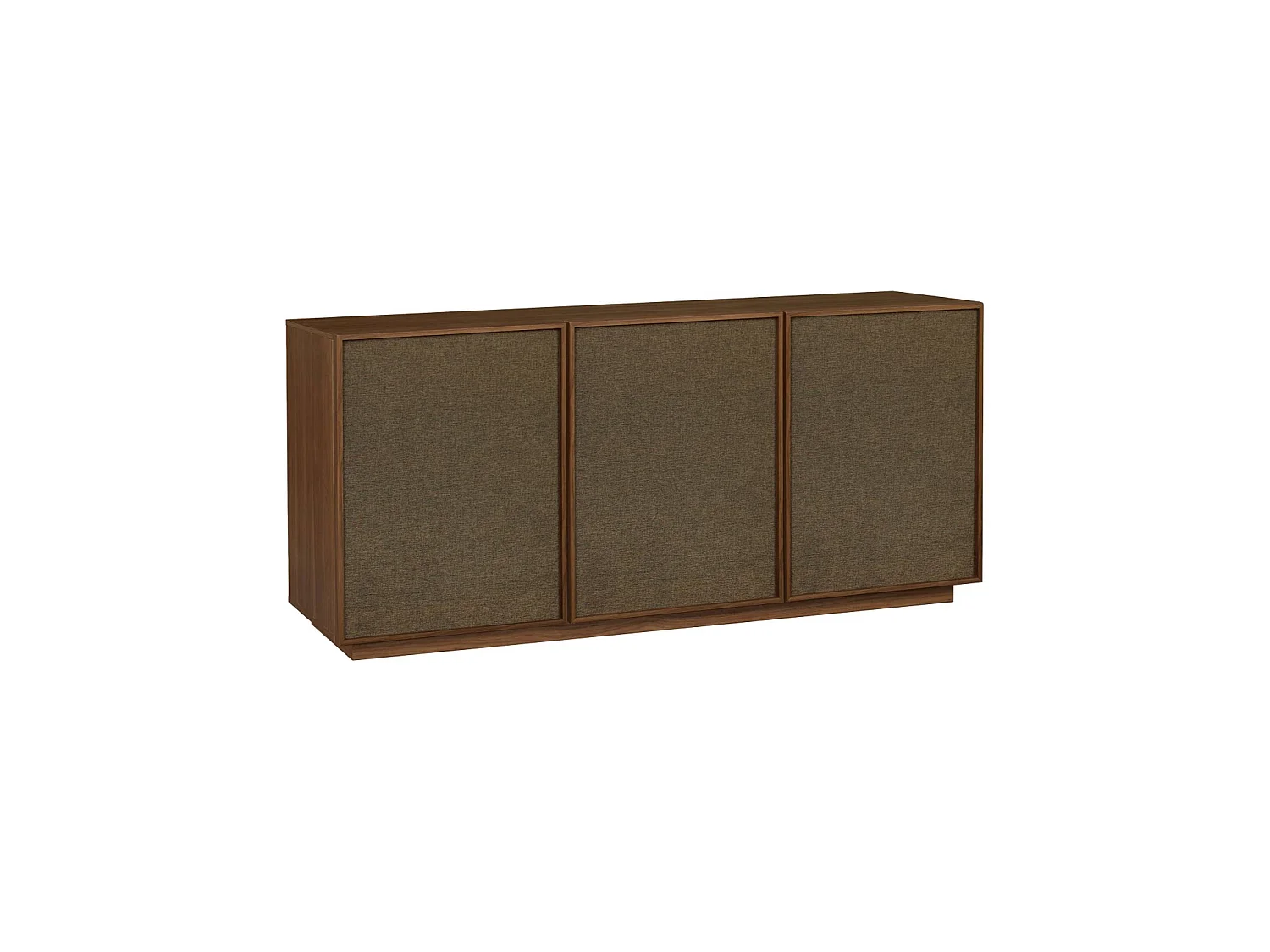 Credenza decorativa in legno e tessuto, 3 ante. 160 cm, Kuba, Noce, 160x43x75 cm