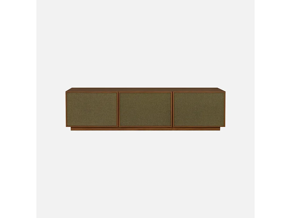 Meuble TV décor bois et tissu 3 portes 180cm noyer - Kuba