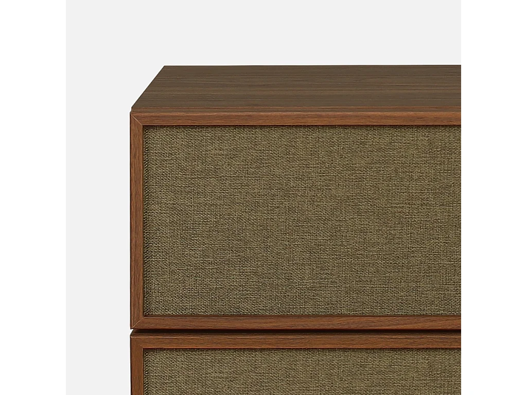 Meuble TV décor bois et tissu 3 portes 180cm noyer - Kuba