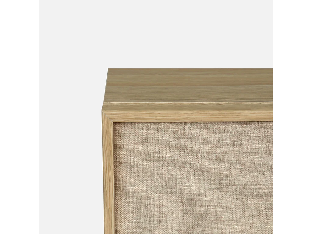 Meuble TV décor bois et tissu 3 portes 180cm naturel - Kuba