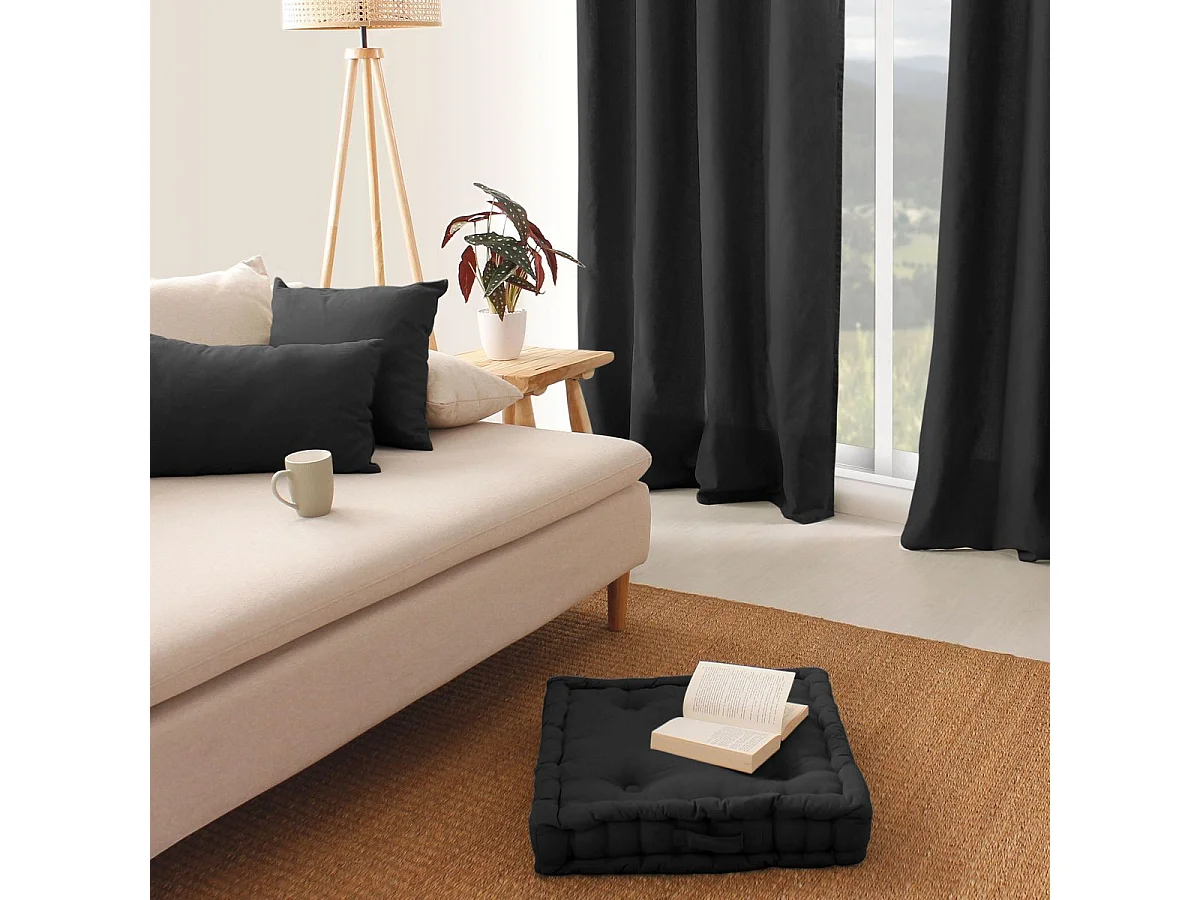 Coussin de Sol Uni "Panama" 50x50cm Anthracite