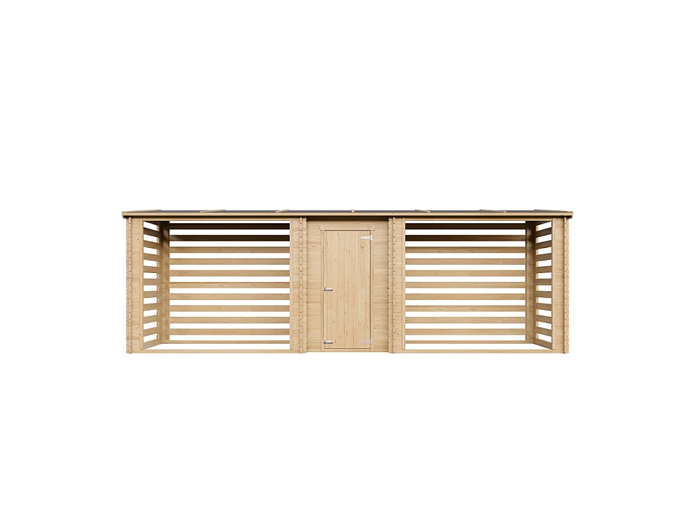 Wooden Firewood Storage with Tool Shed - 6,18 m² / 146x564xH199 cm - M206