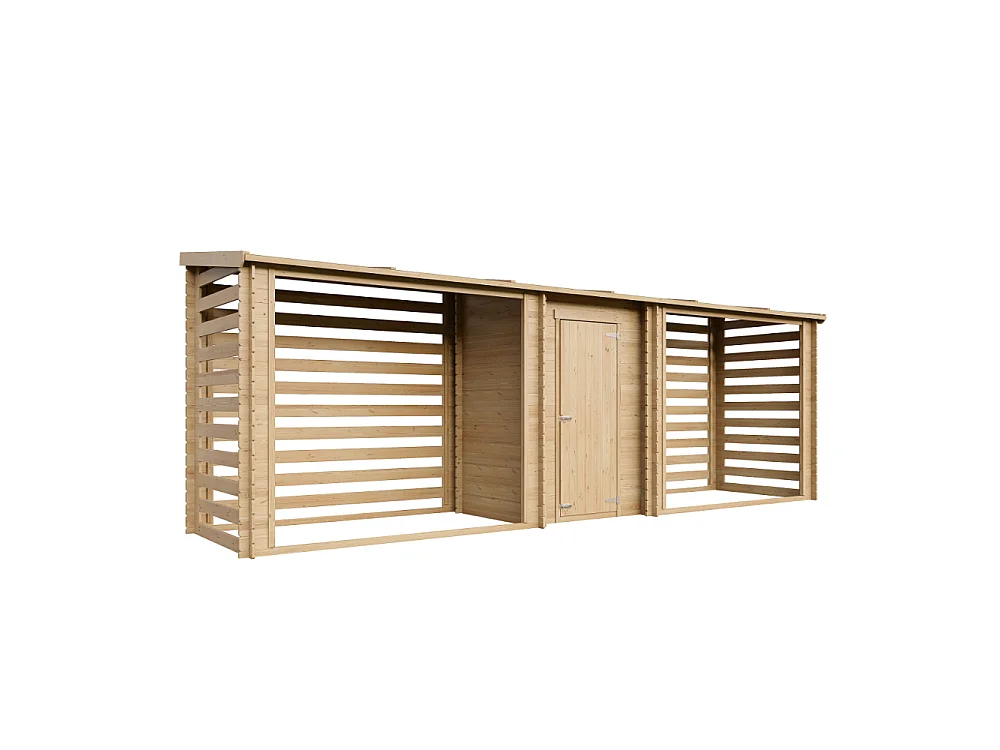 Wooden Firewood Storage with Tool Shed - 6,18 m² / 146x564xH199 cm - M206
