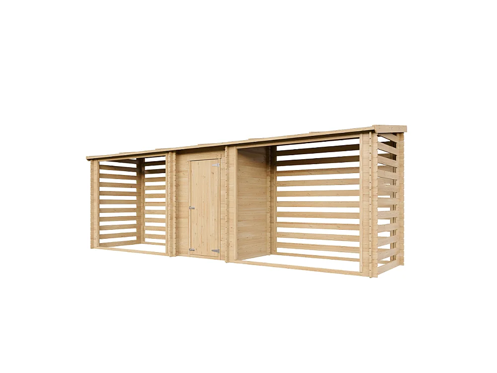 Wooden Firewood Storage with Tool Shed - 6,18 m² / 146x564xH199 cm - M206