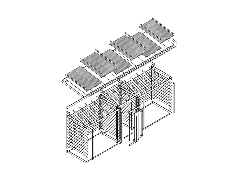 Wooden Firewood Storage with Tool Shed - 6,18 m² / 146x564xH199 cm - M206