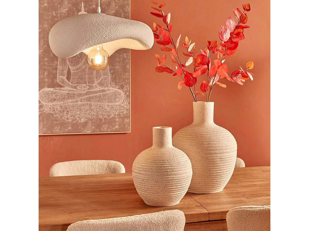 Vase Déco en Magnésie "Ted" 43cm Blanc