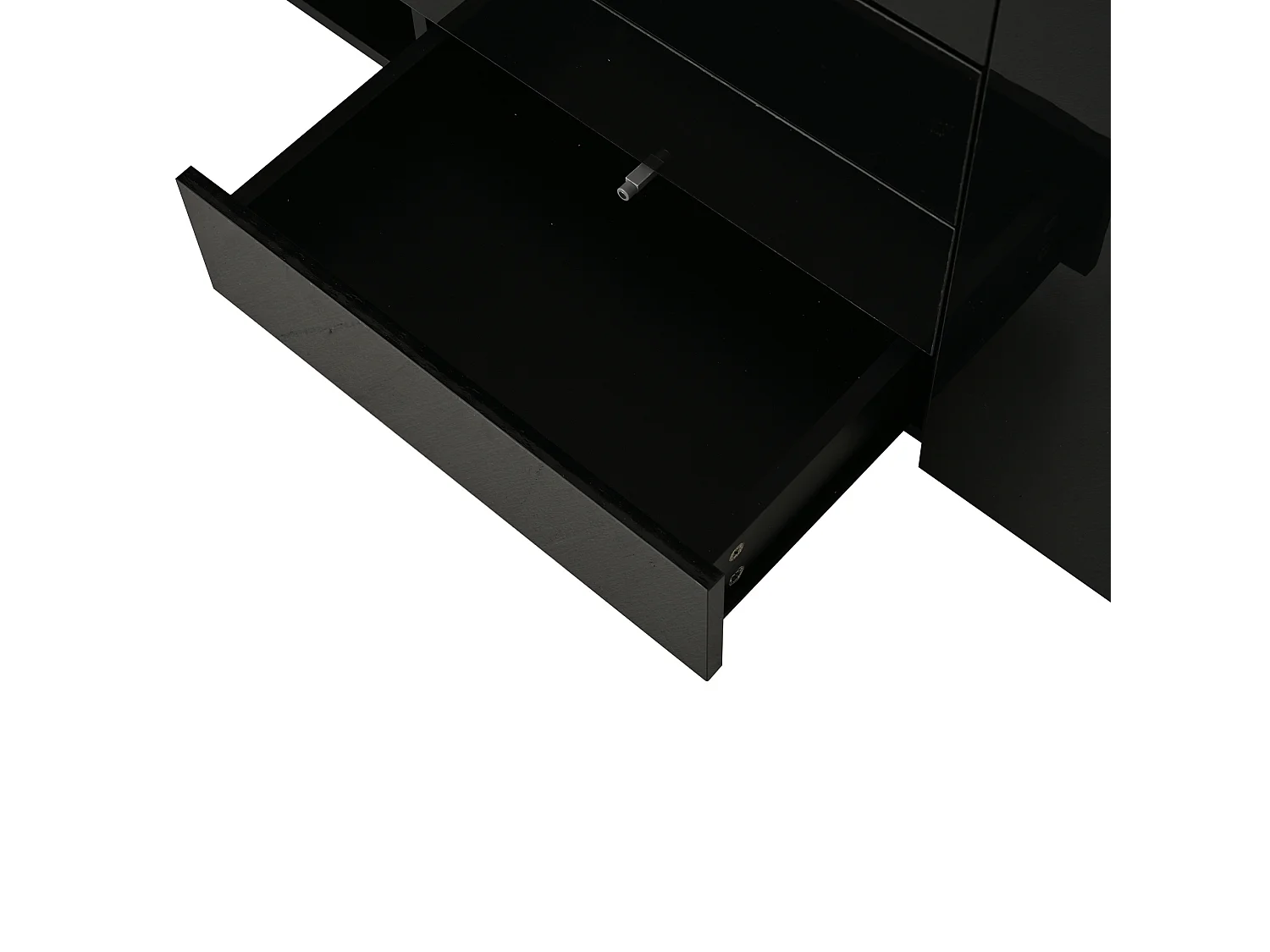 Credenza soggiorno nera moderna 160 cm con illuminazione LED regolabile, 2 ante e 4 cassetti, mobile per soggiorno e sala da pranzo