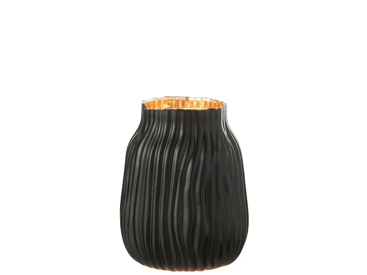 Vase à Rainures en Verre "Louis" 20cm Noir
