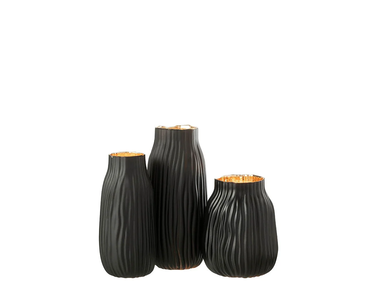 Vase à Rainures en Verre "Louis" 20cm Noir
