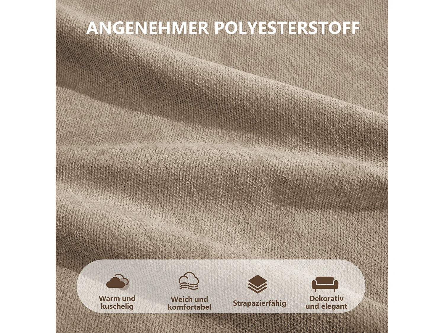 Modulbar hörnsoffa 2-sits polyester taupe, med 2 fotpallar, djup sittbredd