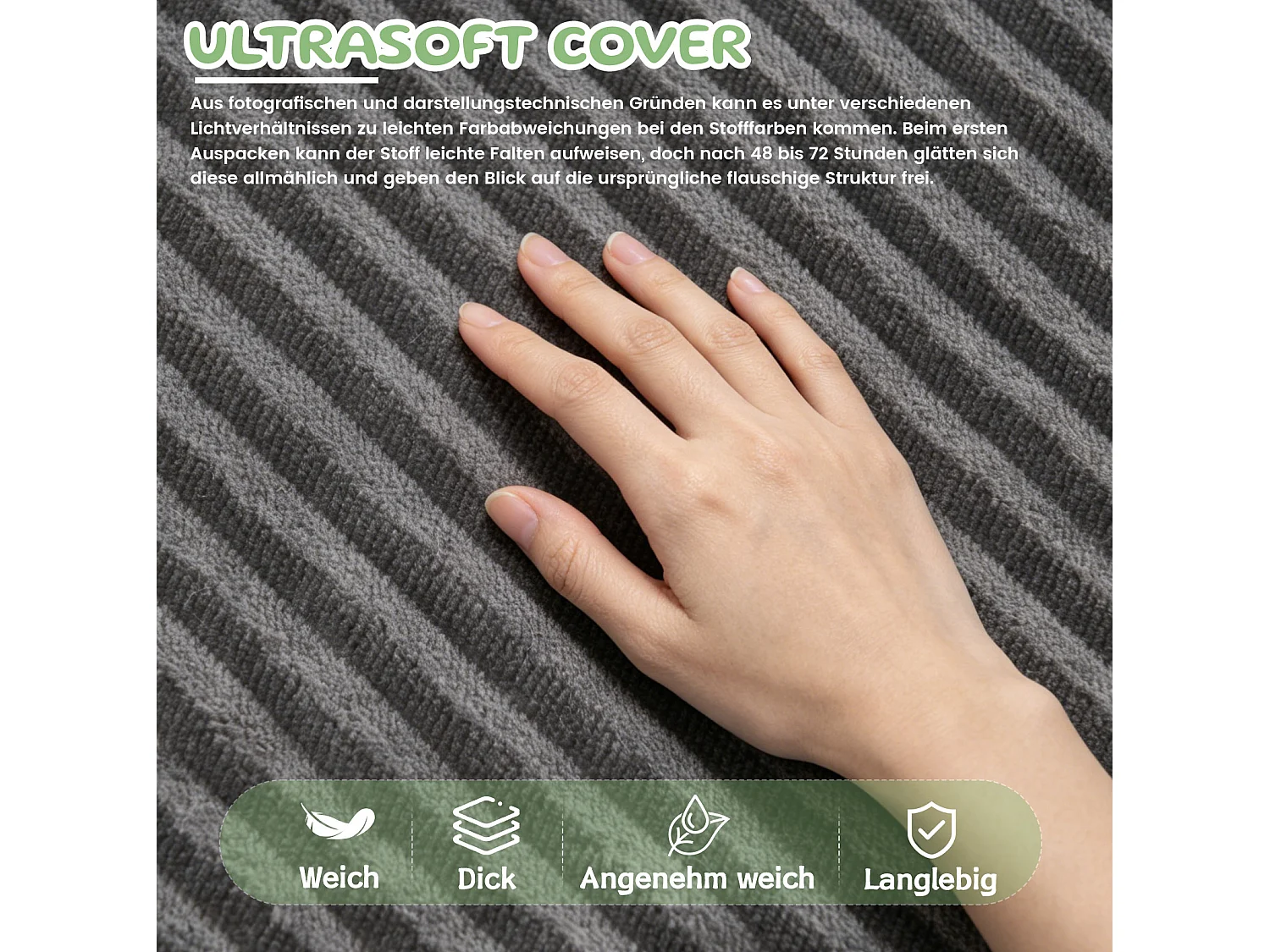 Poltrona pouf per bambini grigia 72x69x51 cm in velluto a coste, ergonomica con supporto per schiena e vita