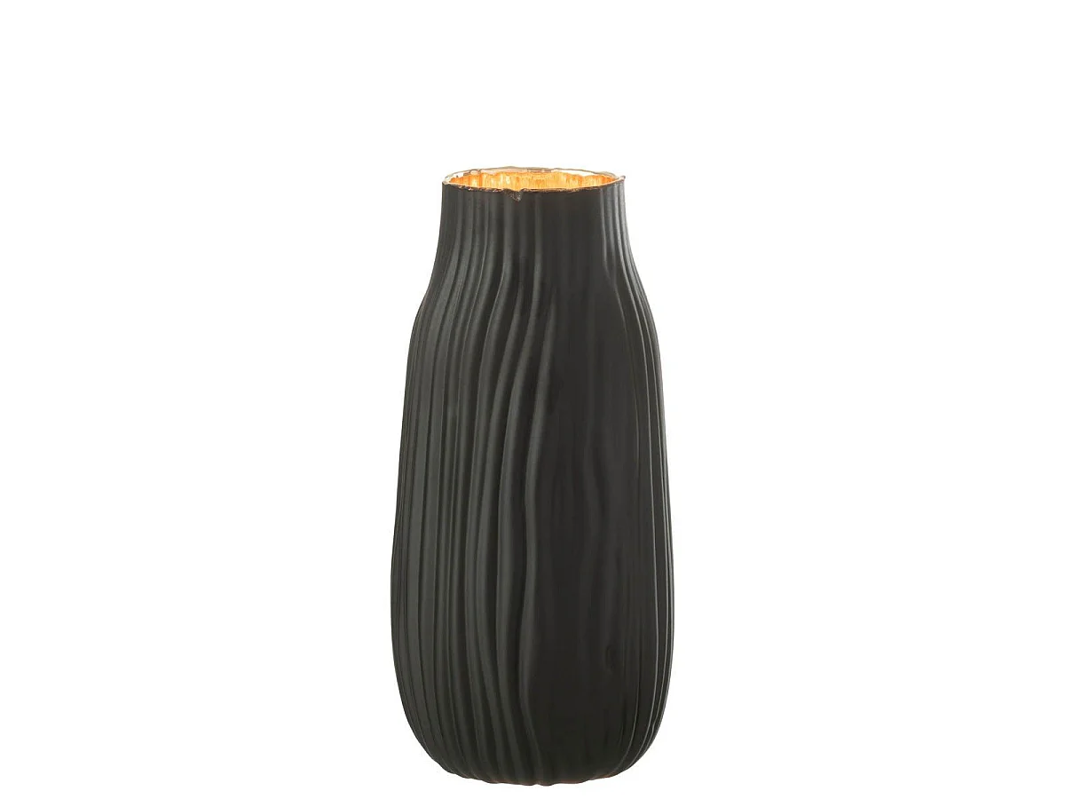 Vase à Rainures en Verre "Louis" 26cm Noir