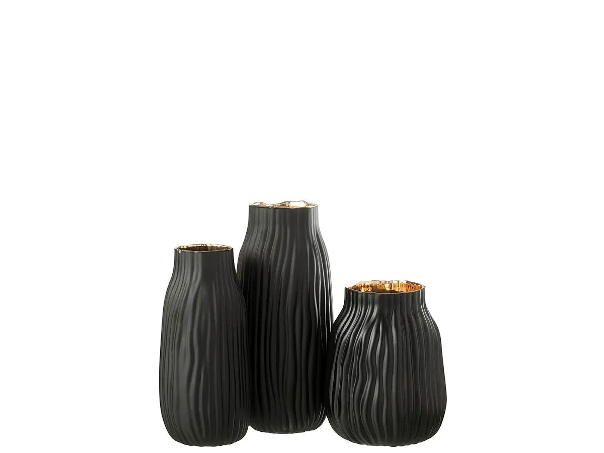 Vase à Rainures en Verre "Louis" 26cm Noir