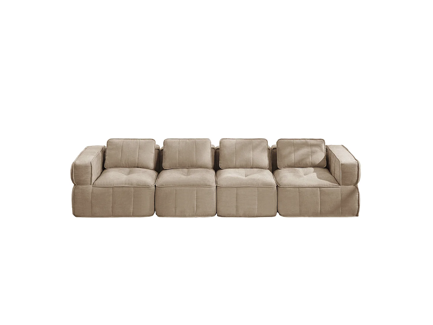 Modulbar rak soffa 4-sits i polyestertyg taupe, djup sittbredd, monteringsfri