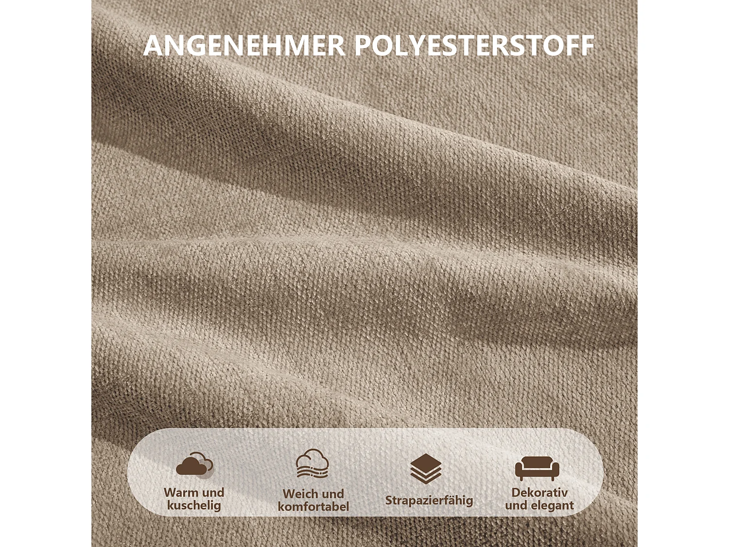 Modulbar rak soffa 4-sits i polyestertyg taupe, djup sittbredd, monteringsfri
