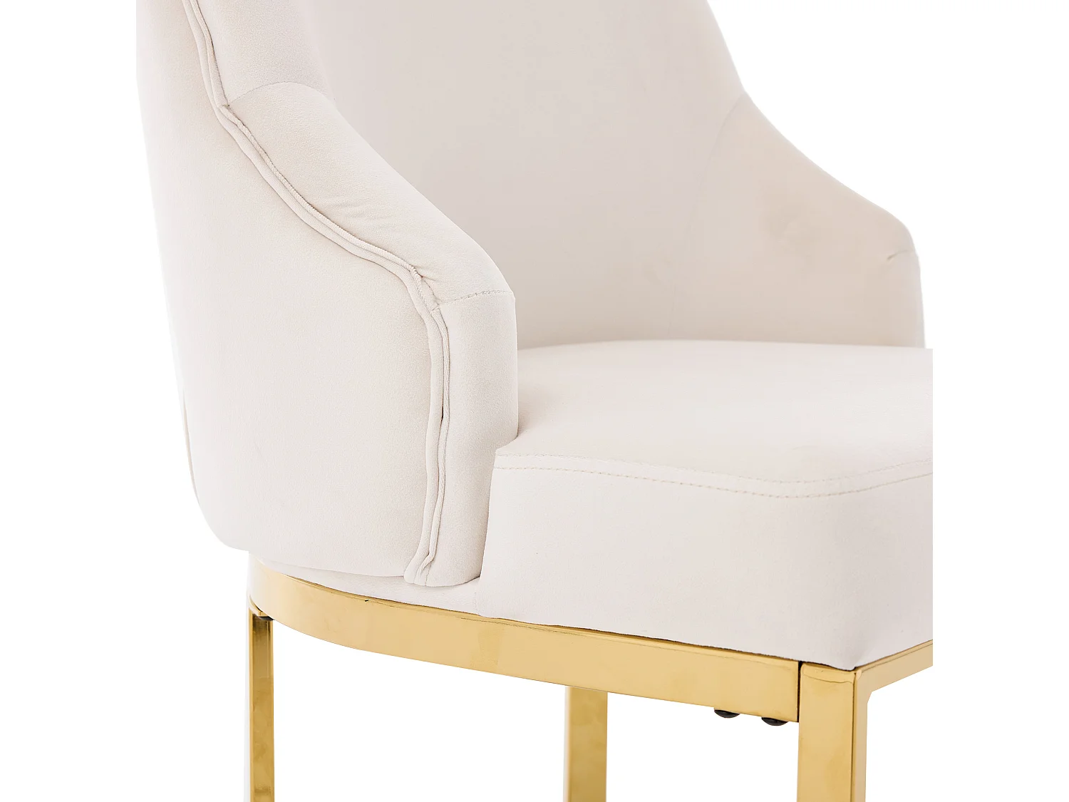 Juego de 2 sillas de comedor en terciopelo beige con estructura metálica dorada, diseño cómodo
