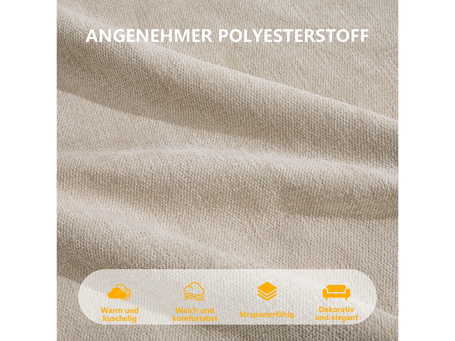 Modulaire 2‑zitsbank van beige polyester, diepe zitting, montagevrij, 198x93x67 cm