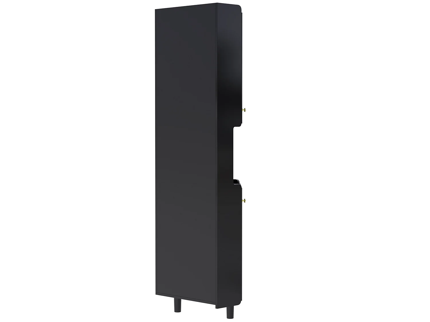 Credenza ad angolo nera con LED regolabile, 2 moduli, ripiano centrale aperto, dispositivi anticaduta, per soggiorno e sala da pranzo