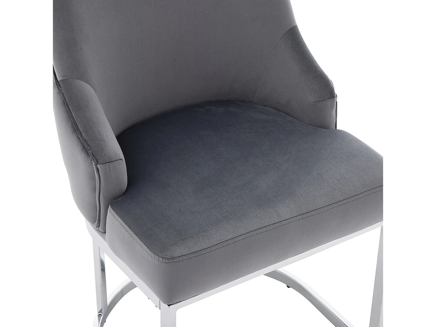 Set di 6 sedie da pranzo in velluto grigio con gambe metalliche argentate, confortevoli ed eleganti