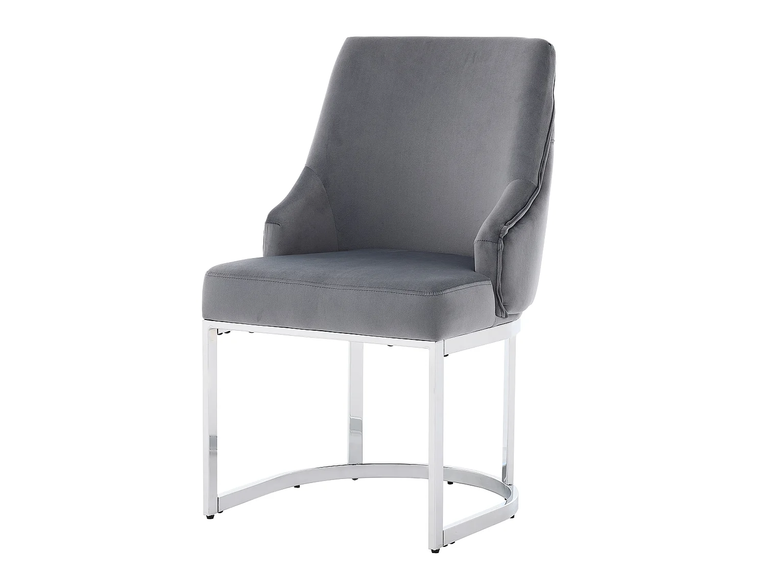 Juego de 2 sillas de comedor en terciopelo gris con patas metálicas plateadas, cómodas y elegantes