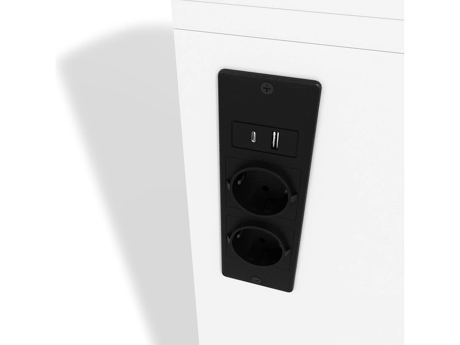 Buffet haut blanc moderne avec LED changeante, 3 tiroirs de rangement, étagères réglables et prises, pour cuisine et salon