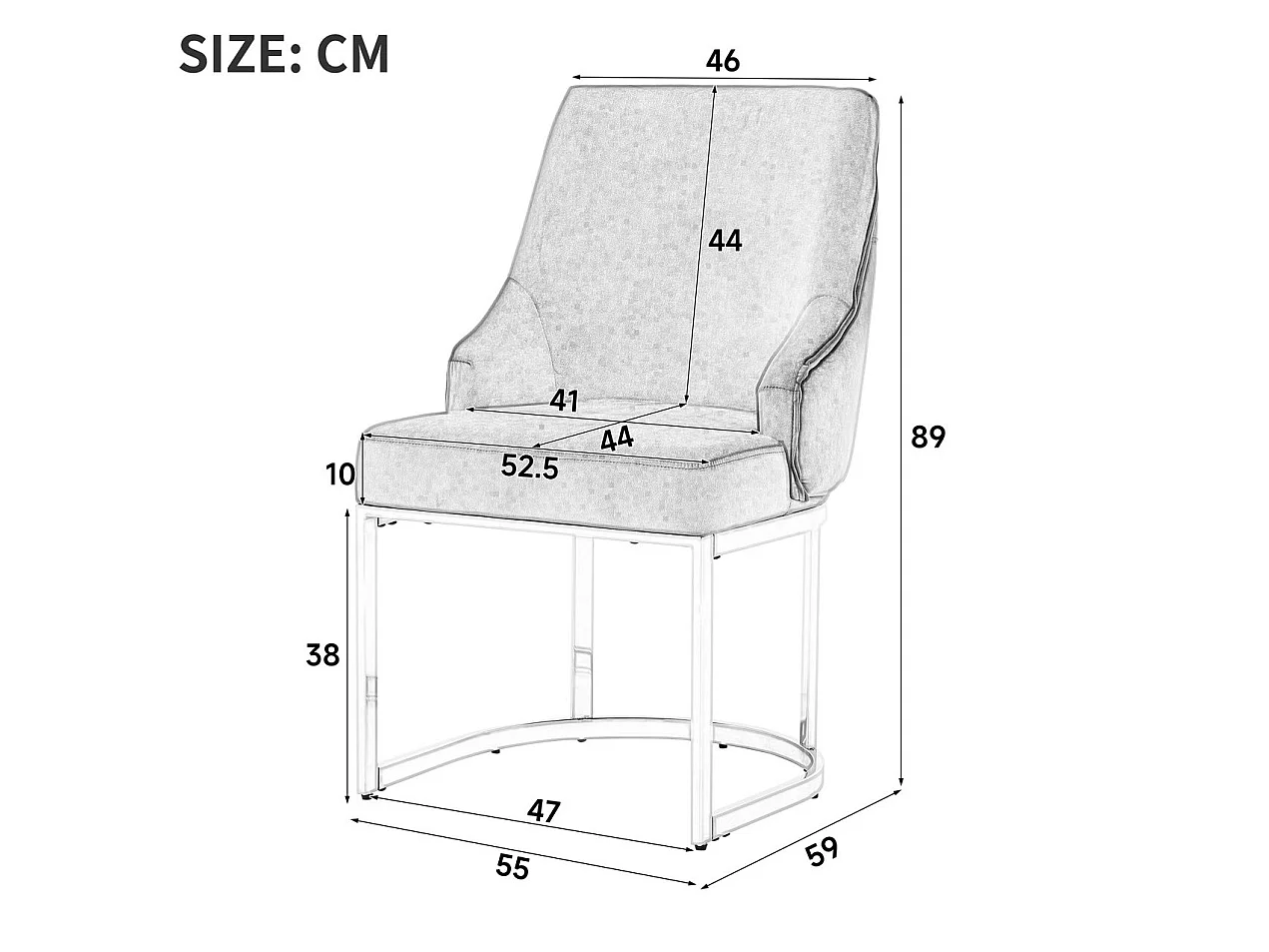 Juego de 4 sillas de comedor en terciopelo gris con patas metálicas plateadas, cómodas y elegantes