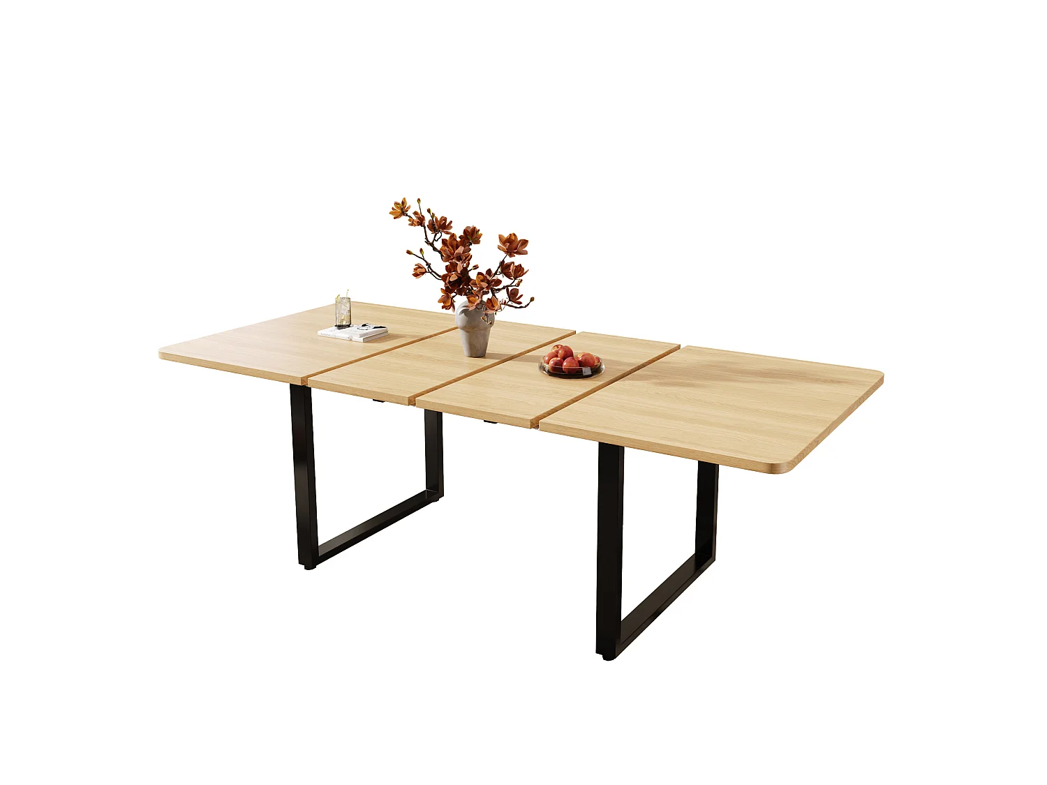 Table à manger extensible naturelle 140/180/220 x 80 cm, design moderne, grande table repas pour 6 à 10 personnes