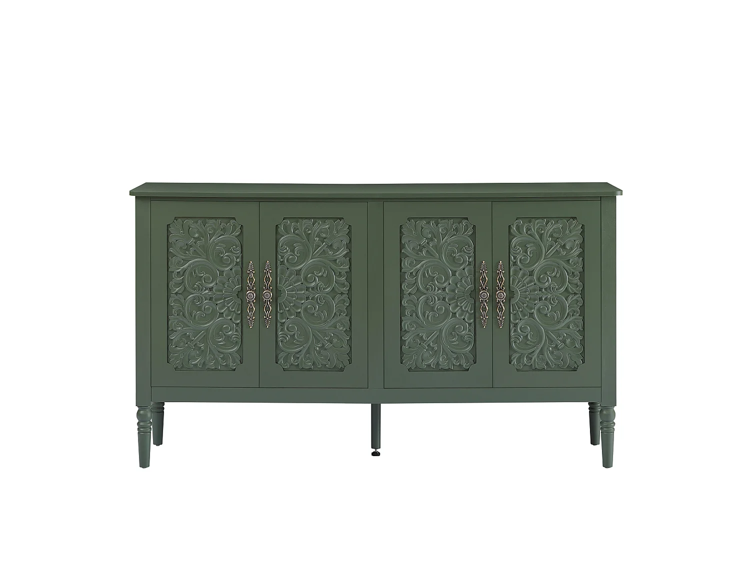 Retro‑stieliges grünes Sideboard 160x40x89 cm, geräumig, 4 Türen