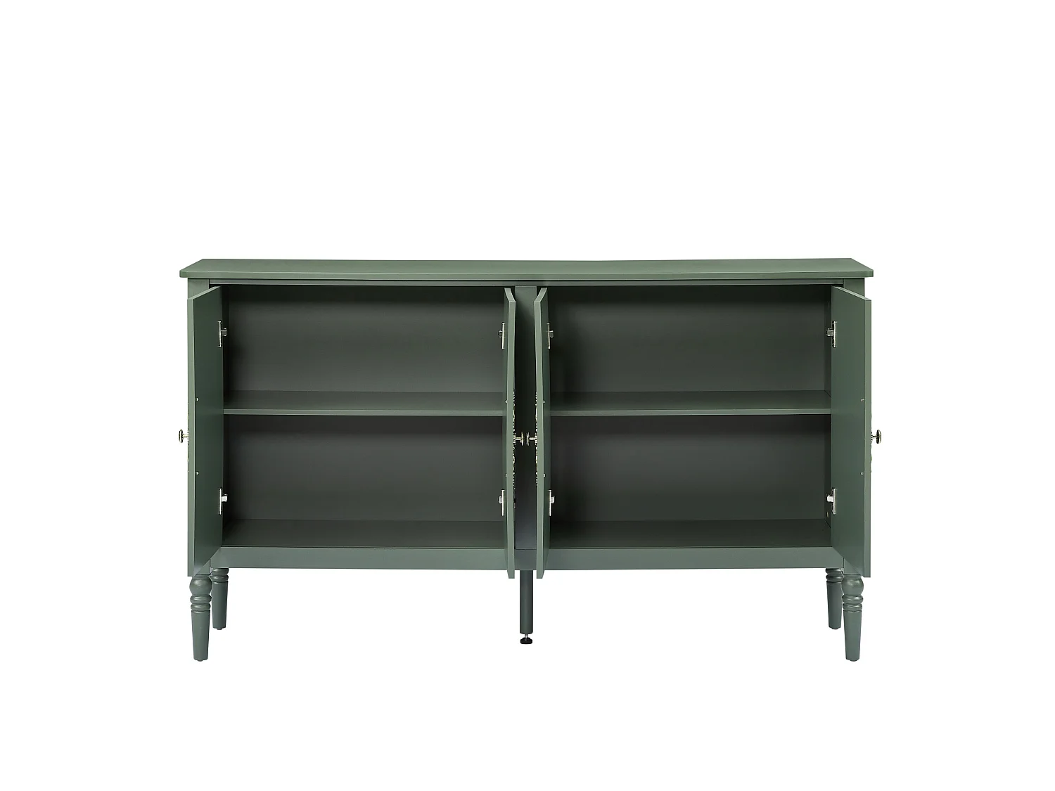 Retro‑stieliges grünes Sideboard 160x40x89 cm, geräumig, 4 Türen