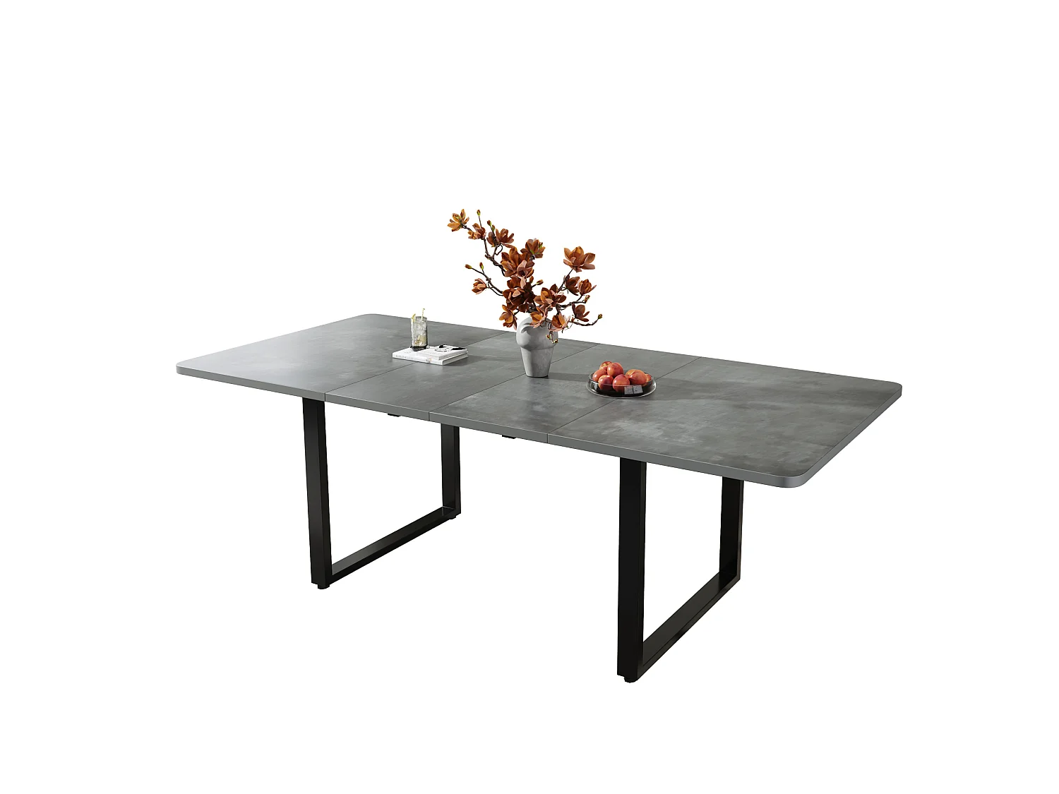 Grått utdragbart matbord 140/180/220x80 cm, modern design, rymligt för 6‑10 personer