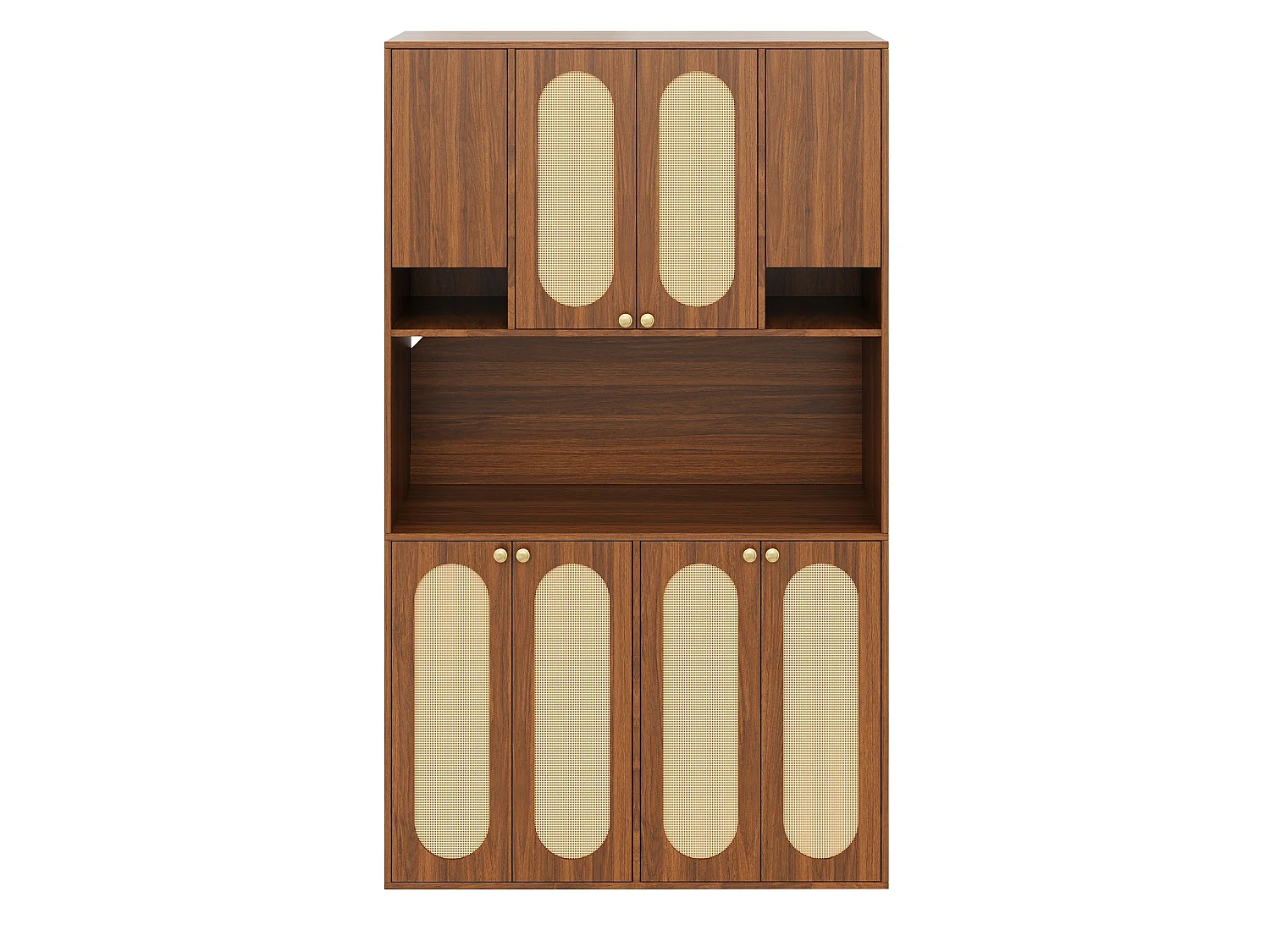 Buffet haut marron moderne avec LED réglable, 8 portes de rangement, meuble de rangement pour salon et salle à manger