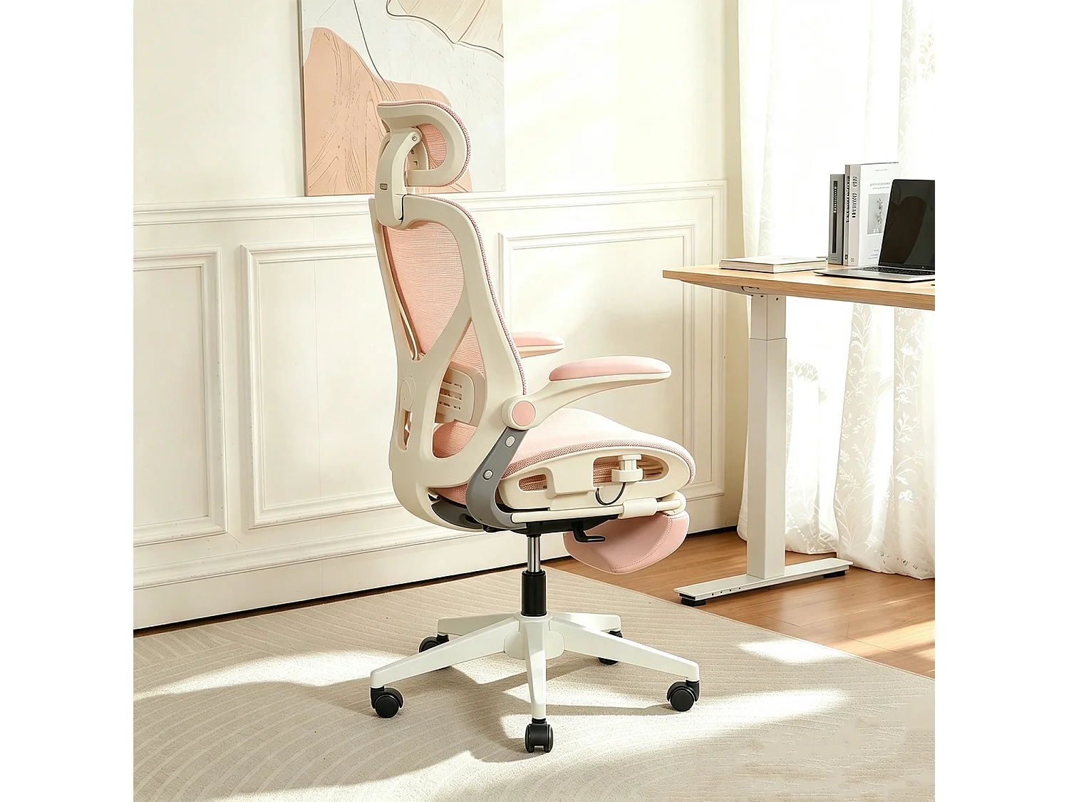 MEUBLES COSY VONGER MESH Chaise de bureau ergonomique en maille rose