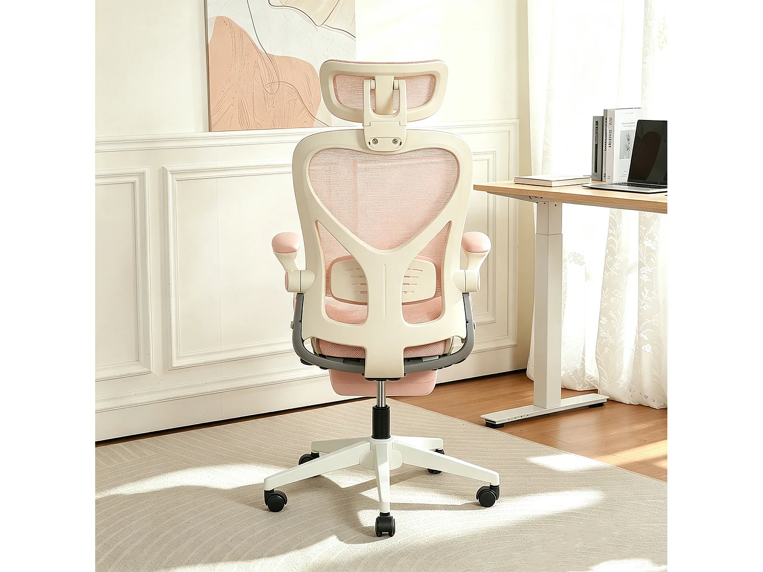 MEUBLES COSY VONGER MESH Chaise de bureau ergonomique en maille rose